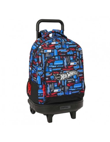 Safta Hot Wheels Mochila con Carro - Extraible - Bolsillo Frontal - Portabotellas - Tirador Doble - Hombreras Acolchadas -