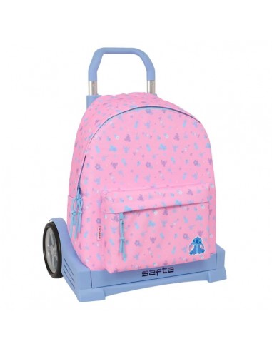 Safta Stitch Bright Mochila con Carro - Cremallera - Tirador Doble - Ruedas Antivibracion - Mochila Extraible - Sistema de