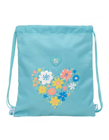 Safta Moos Fiori Saco Plano - Bolsillo con Cremallera - Cierre con Cordones - Material Reciclable - 5L - 350x10x400mm - Color