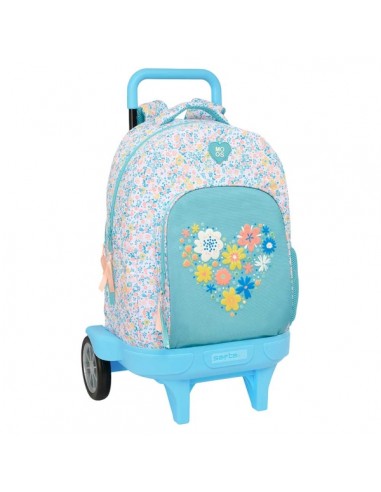 Safta Moos Fiori Mochila con Carro - Ruedas Antivibracion Ultrasilenciosas - Bolsillo Frontal - Portabotellas - Hombreras