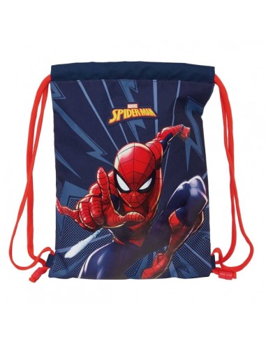 Safta Spider-Man Saco Plano - Bolsillo con Cremallera - Cierre con Cordones - 3L - Ligero y Compacto - 260x10x340mm - Color