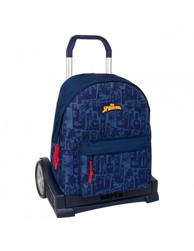 Safta Spider-Man Mochila con Carro - Cremallera - Tirador Doble - Hombreras Ergonomicas - Mochila Extraible - Ruedas