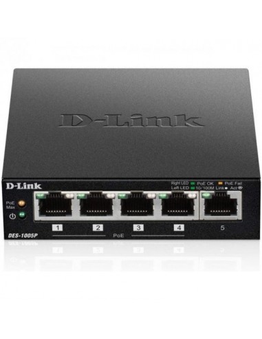 D-Link Switch 5 Puertos Fast Ethernet 1 Puerto Habilitado para PoE