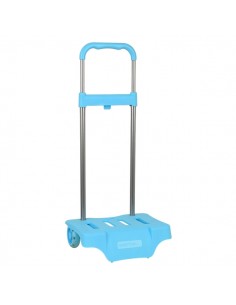 Safta Carro Portamochilas - Ruedas Antivibracion - Sistema de Sujecion Universal - 32x16x44cm - Color Azul Claro