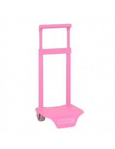 Safta Carro Portamochilas - Sujecion Universal - Material Resistente - Ruedas de PVC - 18x16x35cm - Color Rosa