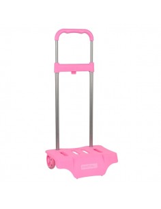 Safta Carro Portamochilas - Ruedas Antivibracion - Sistema de Sujecion Universal - Medidas Compactas - 32x16x44cm - Color Rosa