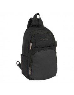 Safta Business Mini Mochila - Bolsillo Frontal - Cremalleras Bidireccionales - Bolsillo Lateral - Conector USB Integrado -