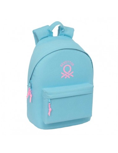 Safta Benetton Basics Celeste Mochila para Portatil hasta 14.1" - Bolsillo para Tablet - Tirador Doble - Hombreras