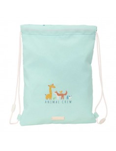 Safta Pandi Saco Plano - Bolsillo con Cremallera - Cierre con Cordones - 3L - 260x10x340mm - Color Menta