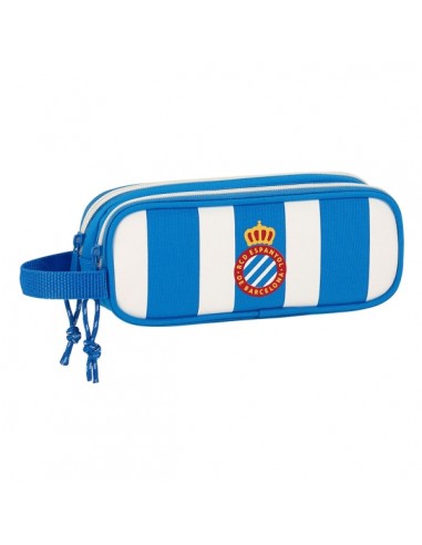 Safta RCD Espanyol Portatodo - 2 Compartimentos con Cremalleras - Asa Lateral - 1L - 210x60x80mm - Color Azul y Blanco