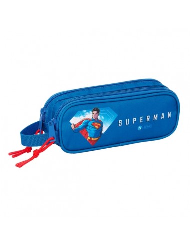 Safta Superman Portatodo - 2 Compartimentos con Cremalleras - Asa Lateral - 1L - 210x60x80mm - Color Azul Oscuro