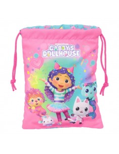 Safta Gabby's Dollhouse Confetti Saco Plano - Cierre con Cordon - 1L - 200x250mm - Color Rosa