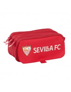 Safta Sevilla FC Portatodo - 3 Compartimentos con Cremalleras - Asa Lateral - Bolsillo Frontal - Cinta Adaptable - Resistente