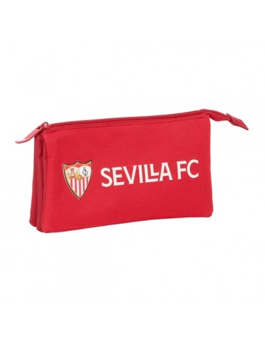 Safta Sevilla FC Portatodo - 3 Compartimentos con Cremalleras - Bolsillo Interior - Resistente al Agua - 220x30x120mm - Color