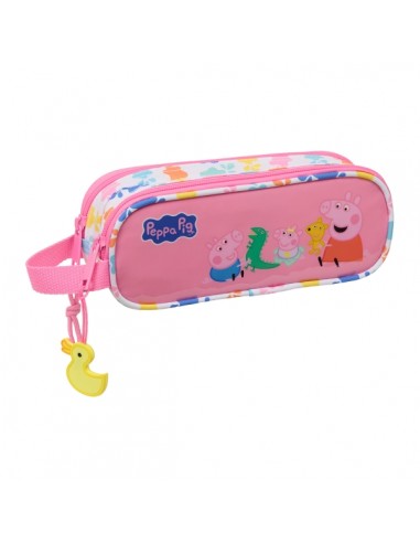 Safta Peppa Pig Baby Pig Portatodo - 2 Compartimentos con Cremalleras - Asa Lateral - 1L - 210x60x80mm - Color Rosa