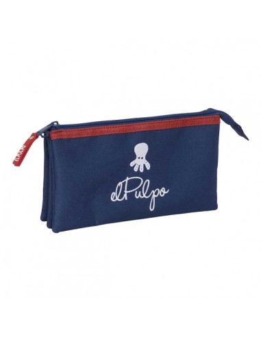 Safta el Pulpo Portatodo - 3 Compartimentos con Cremalleras - Bolsillo Interior - 0.6L - 220x30x120mm - Color Azul Marino