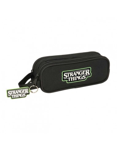 Safta Stranger Things Portatodo - 2 Compartimentos con Cremalleras - Asa Lateral - 1L - 210x60x80mm - Color Negro