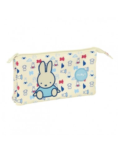 Safta Miffy Buddy Portatodo - 3 Compartimentos con Cremalleras - Resistente al Agua - Material Reciclado - 0.6L -