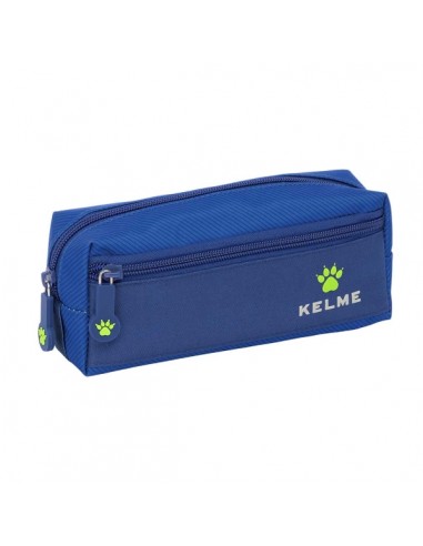 Safta Kelme Blue Portatodo - 3 Compartimentos con Cremalleras - Goma Elastica - 0.98L - 220x60x85mm - Color Azul