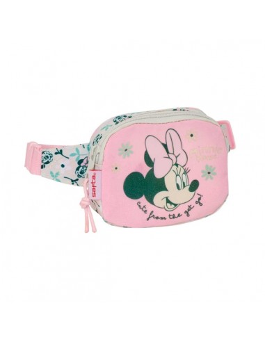 Safta Minnie Mouse Minty Bolsa de Cintura - Cintas Ajustables - 0.62L - Material Resistente - 140x40x110mm - Color Rosa Pastel