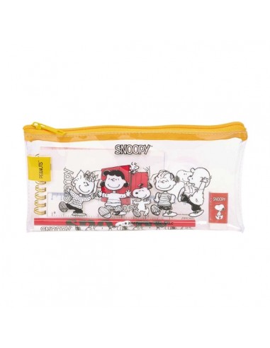 Safta Snoopy Pack Escolar con Portatodo de PVC - Cierre ZIP - Regla 15cm - 2 Lapices - Sacapuntas - Goma - Bloc de Notas con