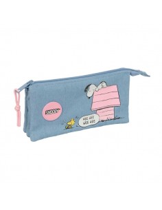 Safta Snoopy Portatodo - Cremallera - 0.6L - Bolsillo Interior - Bolsillo Interior - 220x30x120mm - Color Azul