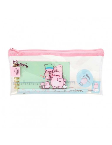 Safta Pembe The Pink Cat Pack Escolar con Portatodo de PVC - Cierre ZIP - Regla 15cm - 2 Lapices - Sacapuntas - Goma - Bloc