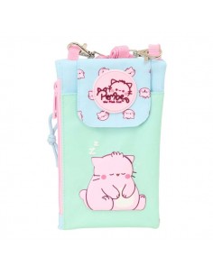 Safta Pembe The Pink Cat Monedero Portamovil hasta 6.9" - Compartimento con Cremallera - Cordon Ajustable - 0.19L - 100x190mm