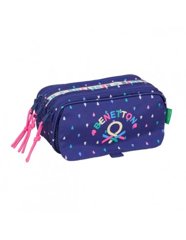 Safta Benetton Drop Portatodo - 3 Compartimentos con Cremalleras - Bolsillo Frontal - Cinta Adaptable - 1.72L - 215x80x100mm