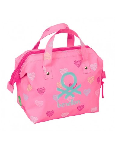 Safta Benetton Heart Neceser de 5.8L - Cremallera - Asa Lateral - Interior Forrado - 265x125x175mm - Color Rosa