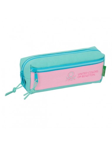 Safta Benetton Dolce Portatodo - 3 Compartimentos con Cremalleras - Goma Elastica - 0.98L - 220x60x85mm - Color Rosa Pastel