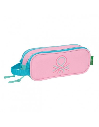 Safta Benetton Dolce Portatodo - 2 Compartimentos con Cremalleras - Asa Lateral - 1L - 210x60x80mm - Color Rosa Pastel