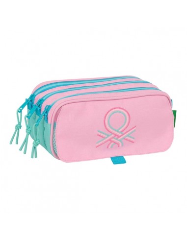 Safta Benetton Dolce Portatodo - 3 Compartimentos con Cremalleras - Bolsillo Frontal - Cinta Adaptable - 1.72L - 215x80x100mm