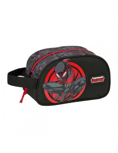 Safta Miles Morales Neceser de 5L - Cremallera - Asa Lateral - Adapatable a Carro - 260x120x150mm - Color Negro y Rojo