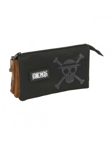 Safta One Piece Portatodo - 3 Compartimentos con Cremalleras - Bolsillo Interior - 0.6L - 220x30x120mm - Color Negro