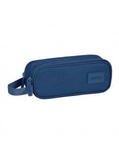 Safta Basic Portatodo - 2 Compartimentos con Cremalleras - Asa Lateral - 1L - 210x60x80mm - Color Azul Marino