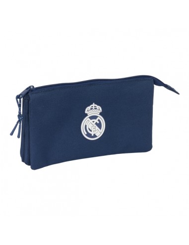 Safta Real Madrid Chica Marino Portatodo - 3 Compartimentos con Cremalleras - Bolsillo Interior - 0.6L - 220x30x120mm - Color