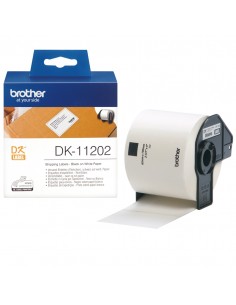 Brother DK11202 - Etiquetas Originales Precortadas para Envios - 62x100 mm - 300 Unidades - Texto negro sobre fondo blanco
