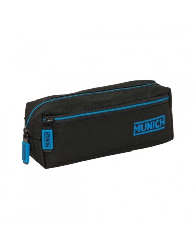 Safta Munich Road Portatodo - 3 Compartimentos con Cremalleras - Goma Elastica - 0.98L - 220x60x85mm - Color Negro
