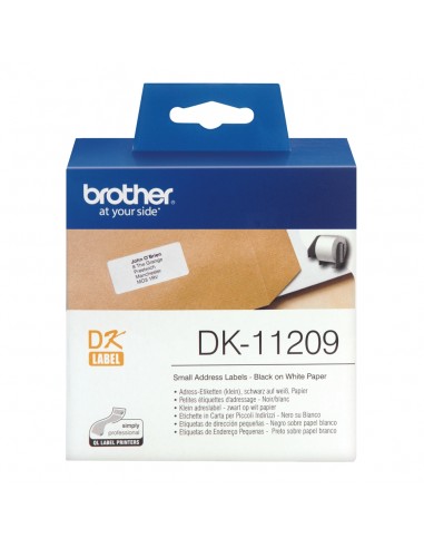 Brother DK11209 - Etiquetas Originales Precortadas de Direccion Pequeñas - 29x62 mm - 800 Unidades - Texto negro sobre fondo
