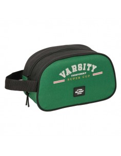 Safta Blackfit8 Varsity Neceser de 5L - Cremallera - Asa Lateral - Adapatable a Carro - 260x120x150mm - Color Negro y Verde
