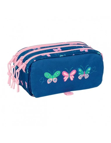 Safta Blackfit8 Mariposas Portatodo - 3 Compartimentos con Cremalleras - Bolsillo Frontal - Cinta Adaptable - 1.72L -