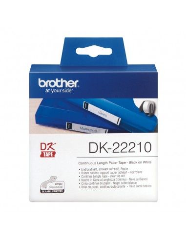 Brother DK22210 - Etiquetas Originales de Tamaño personalizado - Ancho 29mm x 30 48 metros - Texto negro sobre fondo blanco