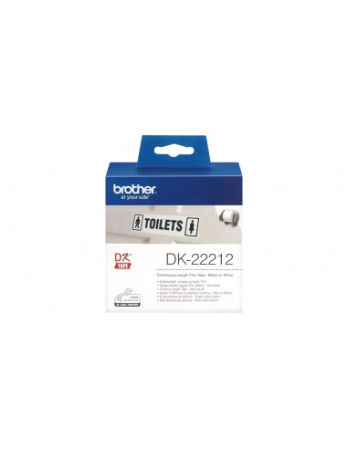 Brother DK22212 - Etiquetas Originales de Tamaño personalizado - Ancho 62mm x 15 24 metros - Texto negro sobre fondo blanco
