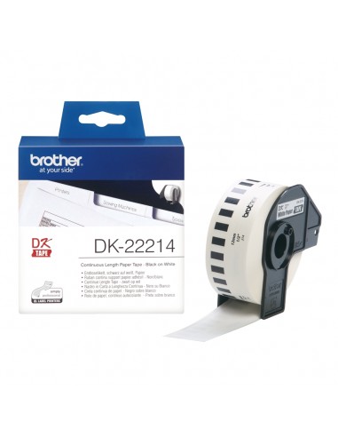 Brother DK22214 - Etiquetas Originales de Tamaño personalizado - Ancho 12mm x 30 48 metros - Texto negro sobre fondo blanco