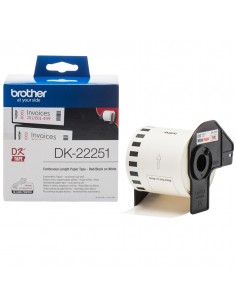 Brother DK22251 - Etiquetas Originales de Tamaño personalizado - Ancho 62mm x 15 24 metros - Texto rojo y negro sobre fondo