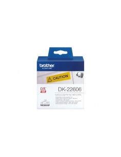 Brother DK22606 - Etiquetas Originales de Tamaño personalizado - Ancho 62mm x 15 24 metros - Texto negro sobre fondo amarillo