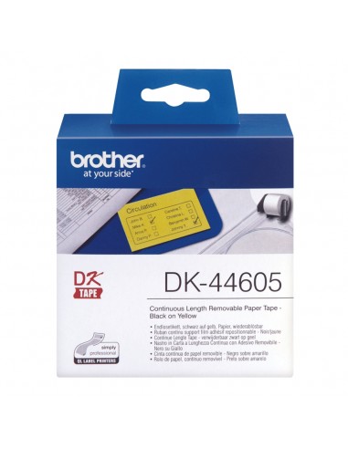 Brother DK44605 - Etiquetas Removibles Originales de Tamaño personalizado - Ancho 62mm x 30 48 metros - Texto negro sobre