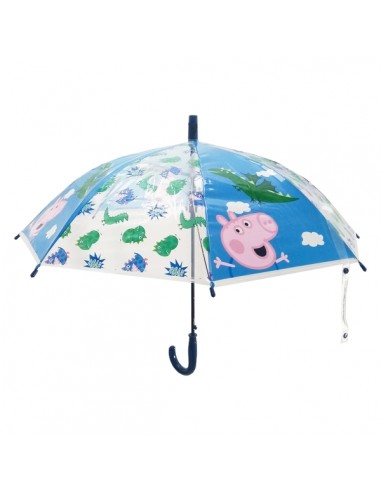 Safta Peppa Pig Pretty Flowers Paraguas Automatico de 76cm - 8 Paneles - Asa y Punta de PVC - POE Transparente - Nervios de