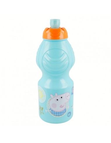 Safta Peppa Pig Botella de 400ml - Tapon Antigoteo - Banda Antideslizamiento - Color Azul
